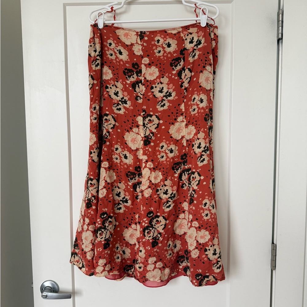 Nine West Floral A-Line Skirt in Red and Cream